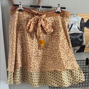 Silk Double Wrap Mini Skirt